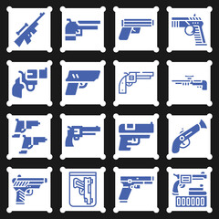 16 pack of gun instructor  filled web icons set