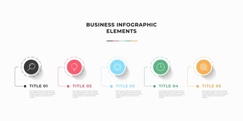 Presentation business infographic template with 5 options or steps. Modern infographic design template. Creative concept of five stages of business project