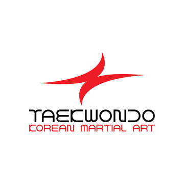 TAEKWONDO Korean martial art school logo design vector