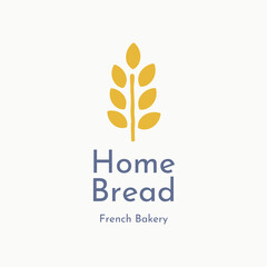 Home Bread Logo. Cafe or Bakery Logo idea. Pastry, cakes, bread Icon. Organic Wheat Symbol.