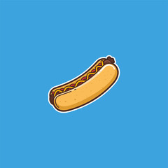 Hot Dog Vector Cartoon Isolated - Foods and Drinks Illustration Cartoon Style.