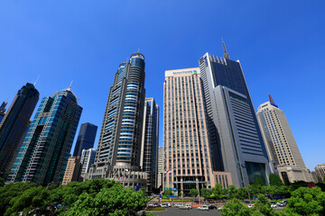 Fototapeta premium Architectural scenery of Lujiazui in Pudong, Shanghai, China