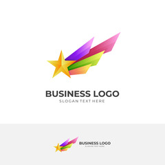 star wing logo, star and wing, combination logo with 3d colorful style