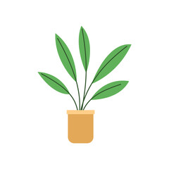 Flat Illustration of Decorative Plants Isolated on a White Background.