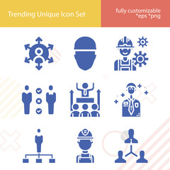 Simple set of foreman related filled icons.