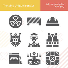 Simple set of securely related filled icons.