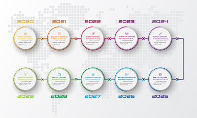 Timeline infographic template,Business concept with 10 options,Vector illustration.