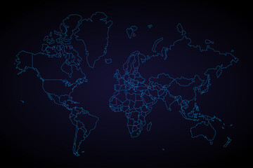 Map of World,Green map on dark background of map of World symbol for your web site design map. Vector illustration eps 10.