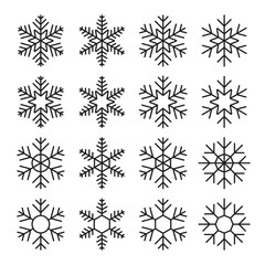 Icon set of snowflake. Icons in line style. Winter flat vector elements.