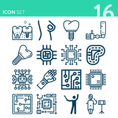 Simple set of 16 icons related to shunt