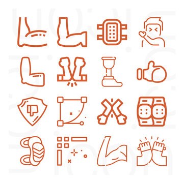 16 pack of forearm  lineal web icons set
