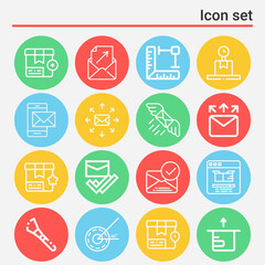 16 pack of veins  lineal web icons set