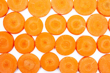 sliced carrot on white color background