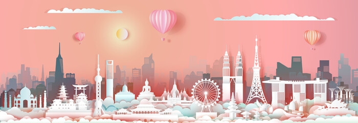 Travel landmark Asia with cityscape skyline and asean tourism.