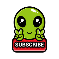 cute cartoon alien vector design in subscribe text