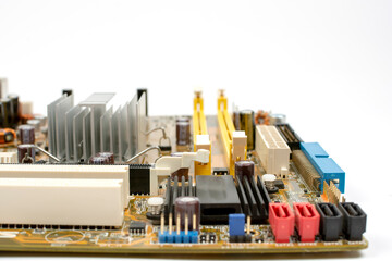 circuit board with electronic components close up