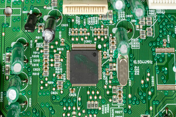 components of microprocessor devices are installed on a printed circuit board