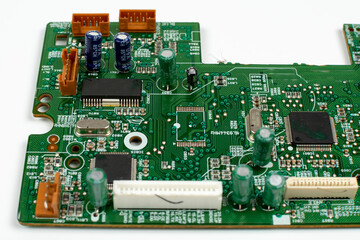 components of microprocessor devices are installed on a printed circuit board