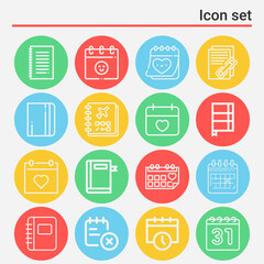 16 pack of diary  lineal web icons set