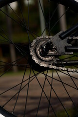 black old bicycle wheel closeup