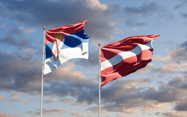 Flags of Serbia and Latvia.