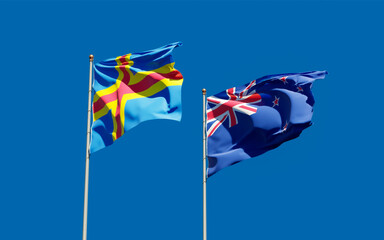 Flags of New Zealand and Aland Islands.