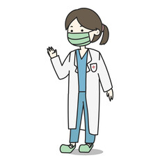 Doctor in mask and gown, covid era