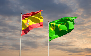 Flags of Spain and Cocos Island.