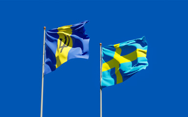 Flags of Sweden and Barbados.