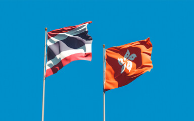 Flags of Hong Kong HK and Thailand.