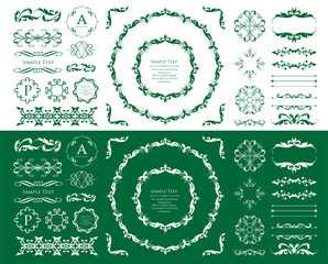 高級感のあるビンテージ調のフレームデザインセット　罫線　枠　ウエディング　ビンテージ　アンティーク