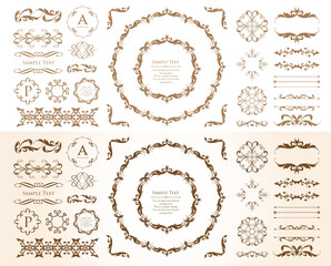 高級感のあるビンテージ調のフレームデザインセット　罫線　枠　ウエディング　ビンテージ　アンティーク