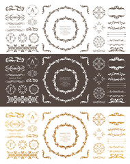 高級感のあるビンテージ調のフレームデザインセット　罫線　枠　ウエディング　ビンテージ　アンティーク