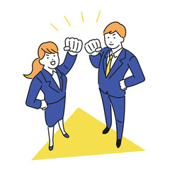 気合を入れる新入社員のイラスト素材