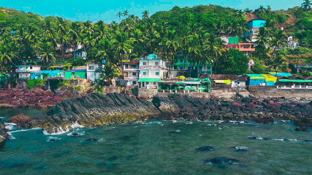 india goa arambol drone view