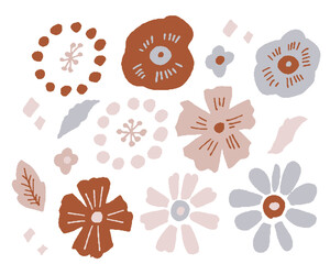 手書きタッチの北欧風花イラスト　Scandinavian style flower illustration with handwritten touch