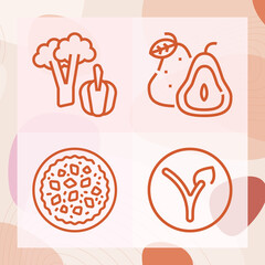 Simple set of vegan related lineal icons