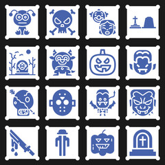 16 pack of frightening  filled web icons set