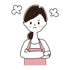 エプロン姿の怒る女性