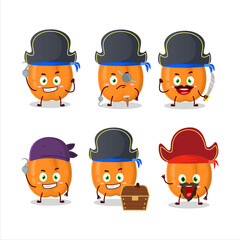 Cartoon character of apricot with various pirates emoticons