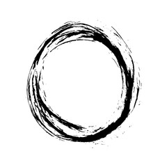 Grunge circle drawn with a brush. Torn texture. Vector illustration