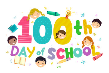 100th Day of School Stickman Kids