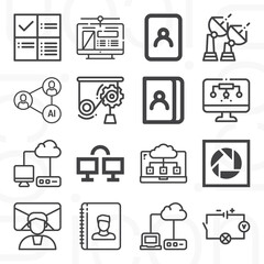 16 pack of connections  lineal web icons set