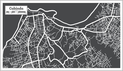 Cabinda Angola City Map in Black and White Color in Retro Style. Outline Map.