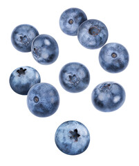 Blueberry clipping path. Organic fresh blueberry isolated on white. Full depth of field