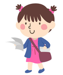 Kid Girl Class Messenger Illustration