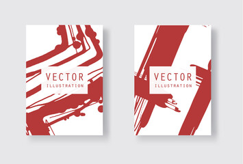 Red ink brush stroke on white background. Japanese style.