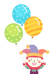 Obraz na płótnie Canvas Kid Clown Costume Balloons Illustration