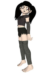 3d render of a cute gothic girl