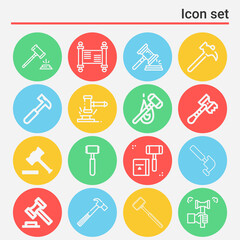 16 pack of firing mechanism  lineal web icons set